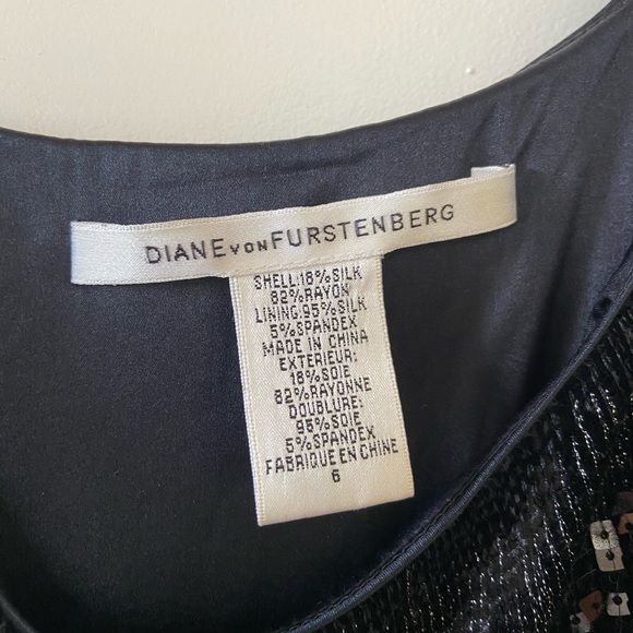 Diane Von Furstenberg Black Sequin Dress, Size 6 - Picture 4 of 4